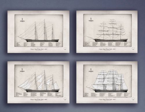 The Cutty Sark - set of 4 artist signed numbered prints
